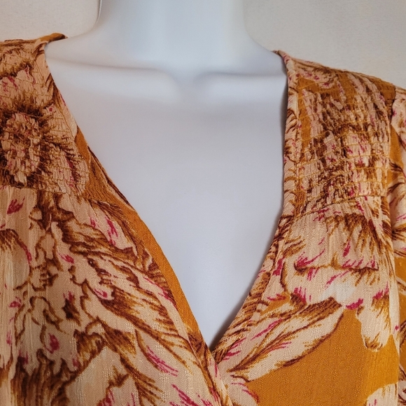 Band of the Free Heather Gold Floral Maxi Wrap Dress Women's Size Large - Picture 5 of 16